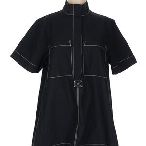 Anthropologie Maeve Black Short Sleeve Tunic with White Stitching L
